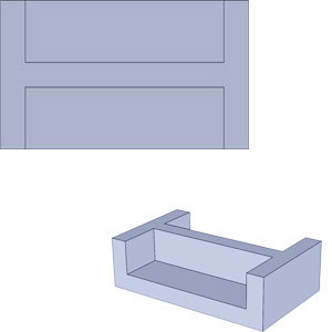 Cored out block with center rib